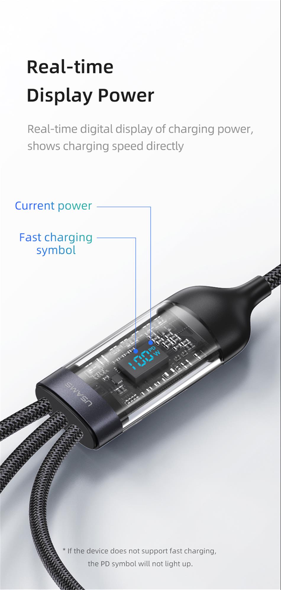 LED Voltage Display Charging Cable